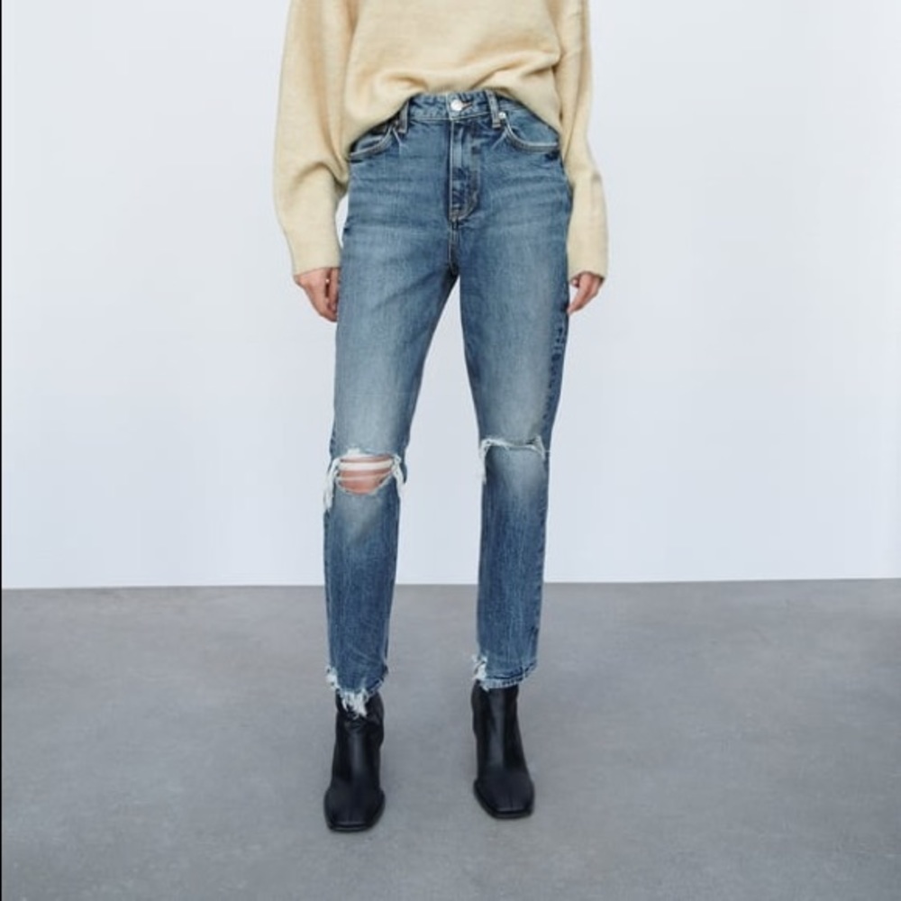 Zara ripped slim jeans size 27